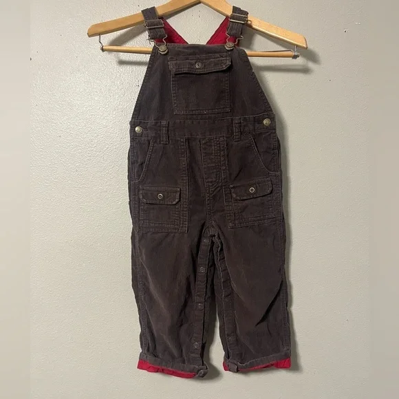 Y2K Vintage Dark Brown Corduroy Gymboree Overalls size 3T - Picture 1 of 9